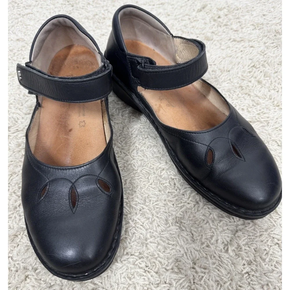Finn‎ Comfort Women's Black Leather Mary Jane Shoes Size 8 Support Classic Retro